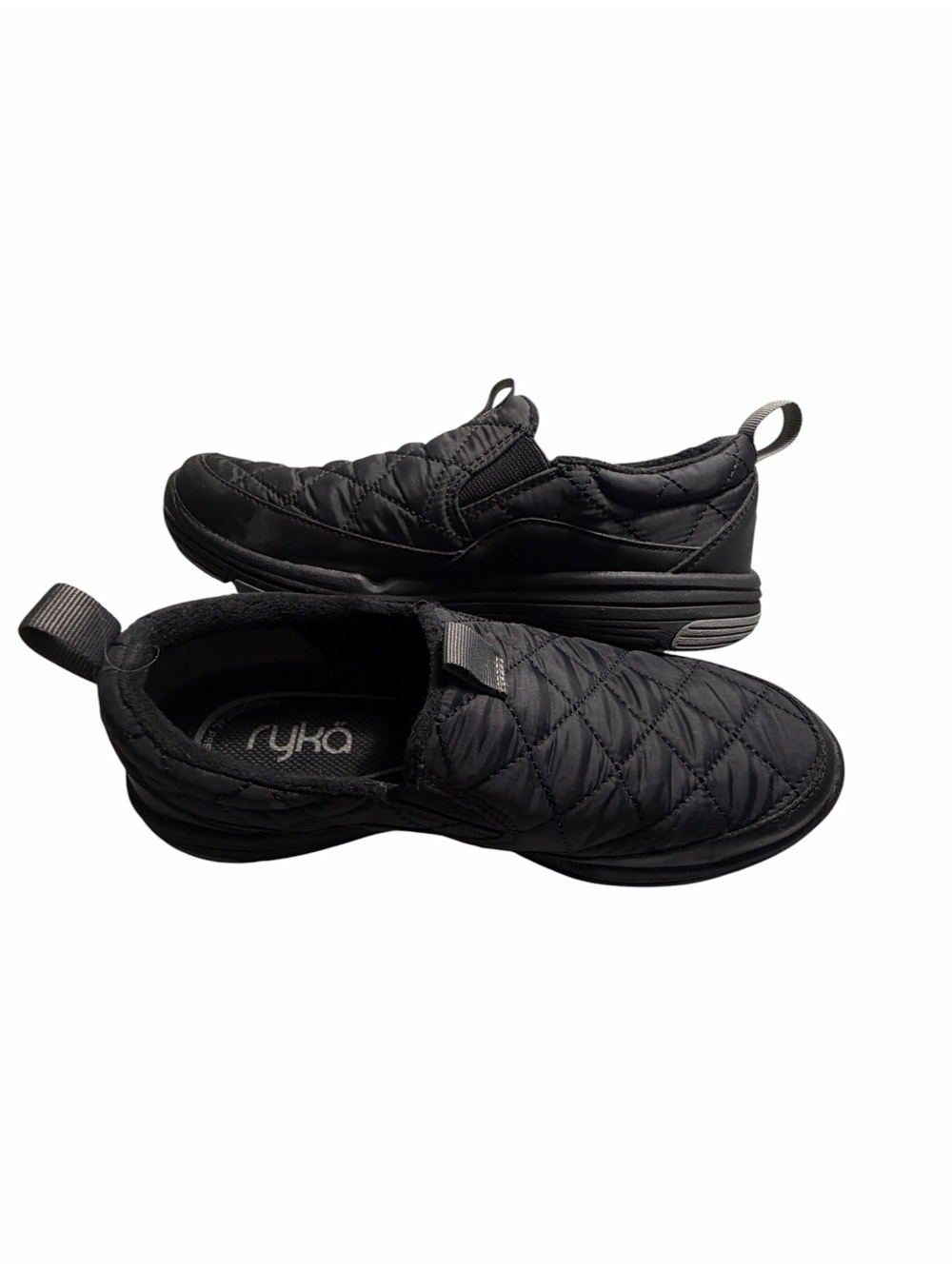 Ryka Eva Knit Black Quilted Water Repellent Slip On Sneakers Womens 6.5 Comfort